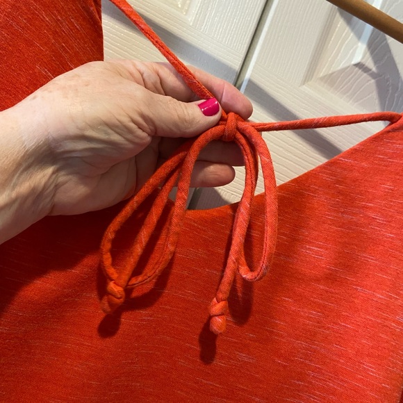 Cabi #5972~Weekend Dress~Stunning Sunset Orange~Scoop Neck~Back Tie Detailing - Picture 9 of 11